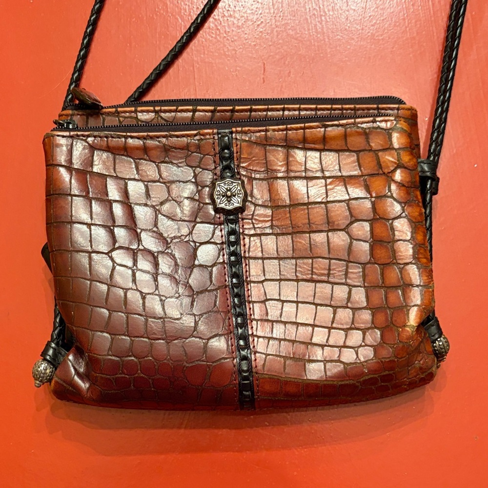 Brighton Brown Croc-Embossed Crossbody Bag